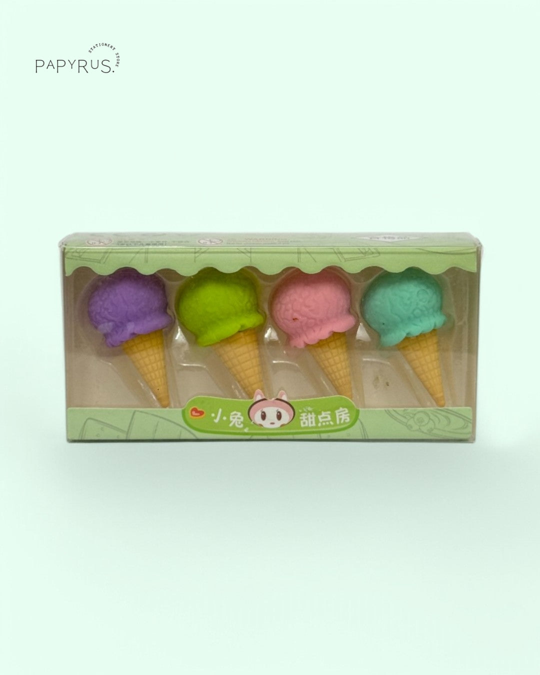 Ice Cream Cone Eraser Set – Pack of 4
