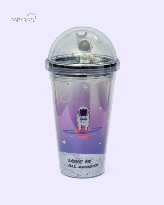 Astronaut Glitter Dome Tumbler with Straw – Purple Galaxy