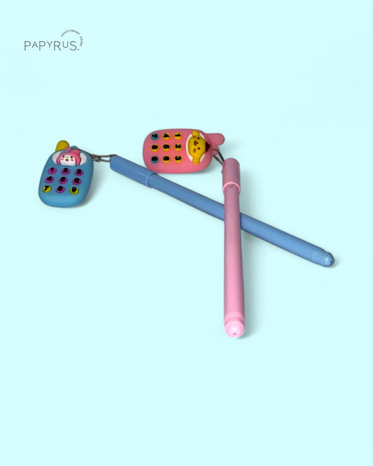 βοΈ Cute Cartoon Character Gel Pen with Phone Keychain Charm β Write in Style! π±π