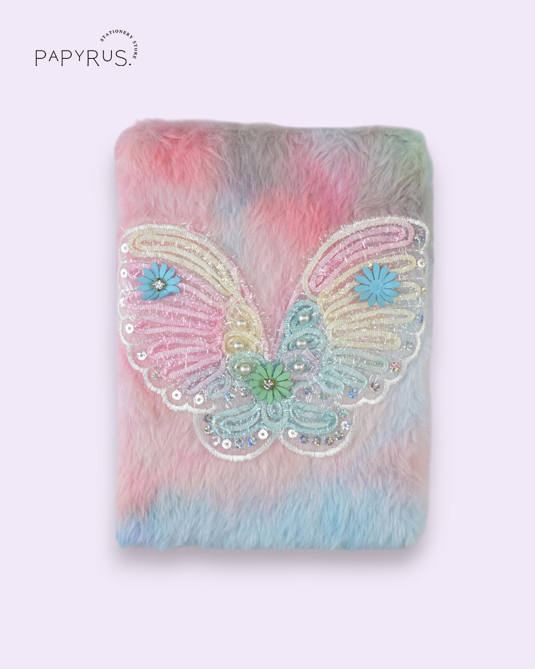 Furry Butterfly Notebook - Tie-Dye Faux Fur Journal