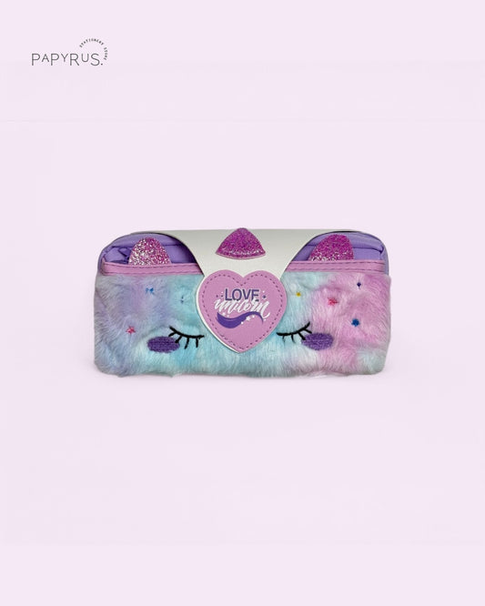 Plush "Unicorn" Tie-Dye Pencil Case (Purple)