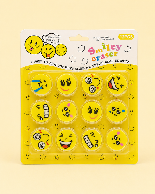 Smiley Face Erasers Set-12Pcs
