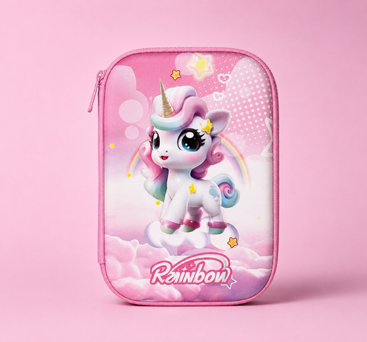 Cute 3D Unicorn Rainbow Pencil Case (Pink)