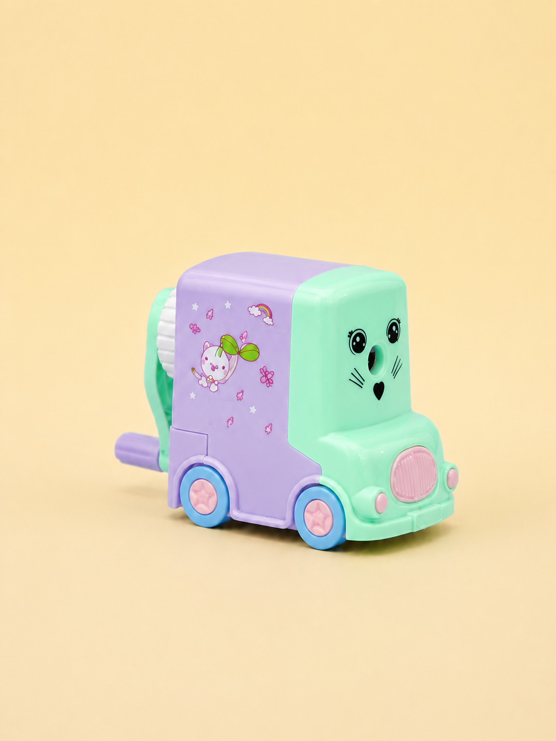 Kawaii Cartoon Car Manual Pencil Sharpener (Mint Green)