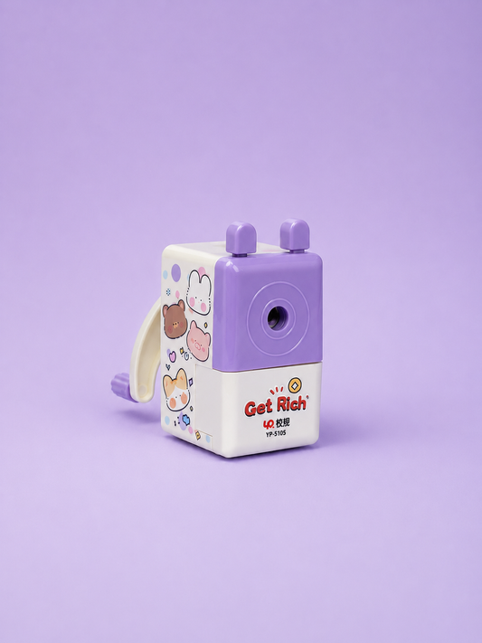 Kawaii Cartoon Car Manual Pencil  Sharpener (White and Purple)