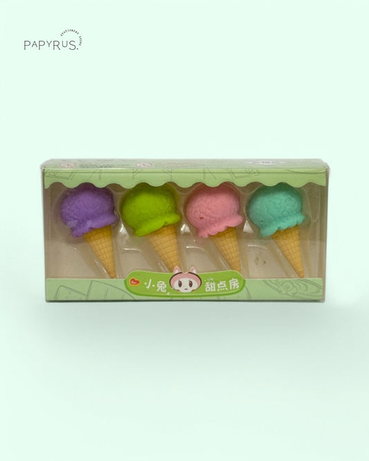 Ice Cream Cone Eraser Set – Pack of 4