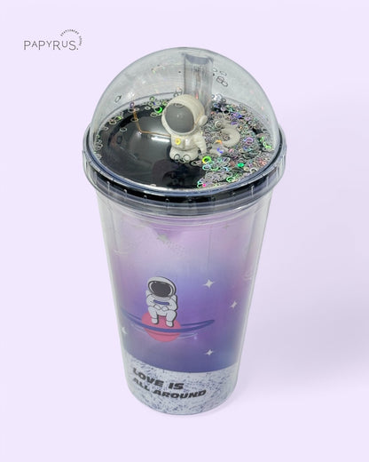 Astronaut Glitter Dome Tumbler with Straw – Purple Galaxy