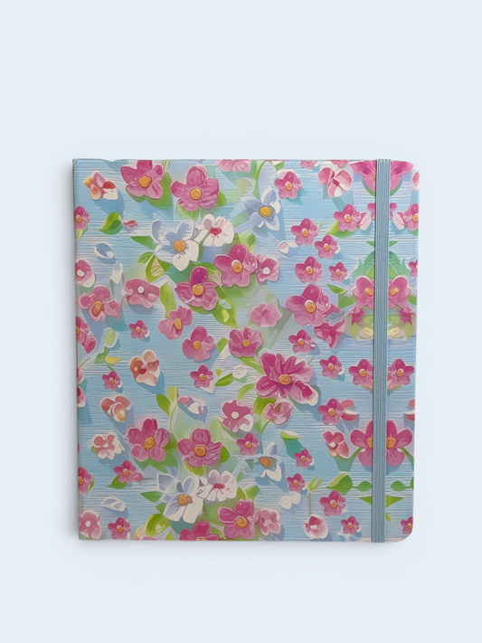 Blue Floral Elastic Diary