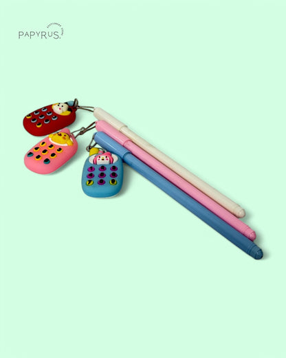✏️ Cute Cartoon Character Gel Pen with Phone Keychain Charm – Write in Style! 🐱💖